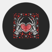 Funny Skeleton Hand Heart Valentines Day Bones Lov Ronde Sticker (Voorkant)