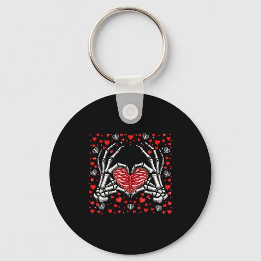 Funny Skeleton Hand Heart Valentines Day Bones Lov Sleutelhanger (Voorkant)