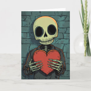 Funny Skeleton Heart Love Feestdagen Kaart