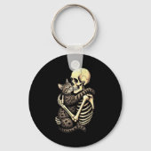 Funny Skeleton Hugging Cat Halloween Cat Lover Mom Sleutelhanger (Voorkant)