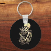 Funny Skeleton Hugging Cat Halloween Cat Lover Mom Sleutelhanger (Voorkant)