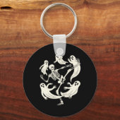Funny Skeleton Karate Lovers Spooky Halloween Mart Sleutelhanger (Voorkant)