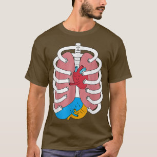 Funny Skeleton Organ Hugging Anatomy Hugger Costum T-shirt