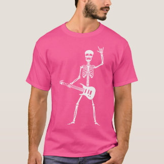 Funny Skeleton Plays Guitar Electric Acoustic Cl T-shirt