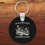 Funny Skeleton Read Banned Books Gain Forbidden Kn Sleutelhanger (Voorkant)