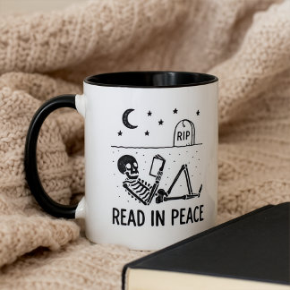 Funny Skeleton Read in Peace for Avid Book Readers Mok