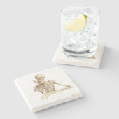 Funny Skeleton Stenen Onderzetter (Zijkant)