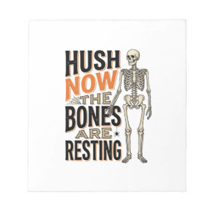 Funny Skeleton T-shirt, Stilstaan nu Halloween-gra Notitieblok