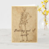Funny Skeleton Tekening wordt goed Kaart (Gele Bloem)