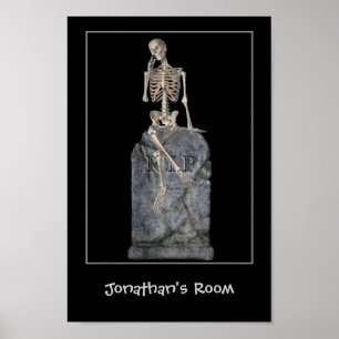 Funny Skeleton Tombstone Kinder Room Persoonlijk Poster