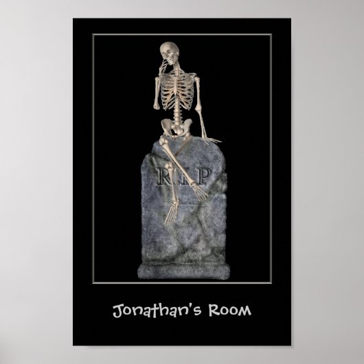 Funny Skeleton Tombstone Kinder Room Persoonlijk Poster (Voorkant)