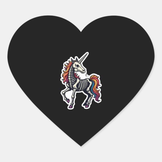 Funny Skeleton Unicorn Lovers Spooky Halloween Cos Hart Sticker (Voorkant)
