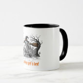 Funny Skeleton Witch Drinking Coffee | Spooky Hall Mok (Voorkant rechts)