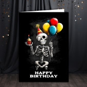 Funny Skeleton with Balloons Birthday Kaart