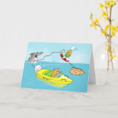 Funny ski nautique joyeux carte de frère anniversa (Fleur jaune)