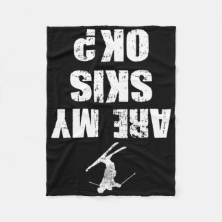 Funny Ski Tee Distressed Skiing Winter Sports Ski  Fleece Deken