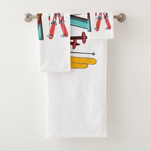 Funny Skiing Colorful Ski Skier Bad Handdoek (Insitu)