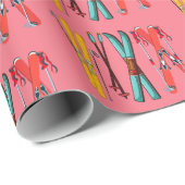 Funny Skiing Colorful Ski Skier Cadeaupapier (Rol Hoek)