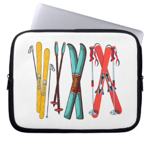Funny Skiing Colorful Ski Skier Laptop Sleeve
