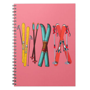 Funny Skiing Colorful Ski Skier Notitieboek