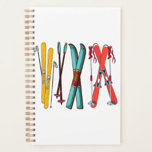 Funny Skiing Colorful Ski Skier Planner