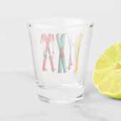 Funny Skiing Colorful Ski Skier Shot Glas (Achterkant)