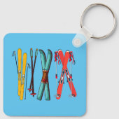 Funny Skiing Colorful Ski Skier Sleutelhanger (Achterkant)