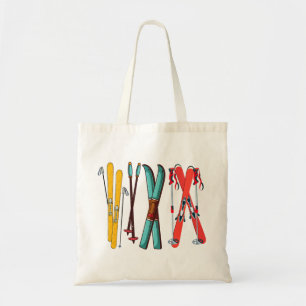 Funny Skiing Colorful Ski Skier Tote Bag