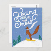 Funny Skiing Fox Christmas Briefkaart (Voorkant / Achterkant)