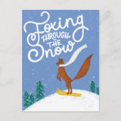 Funny Skiing Fox Christmas Briefkaart (Voorkant)