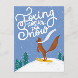 Funny Skiing Fox Christmas Briefkaart