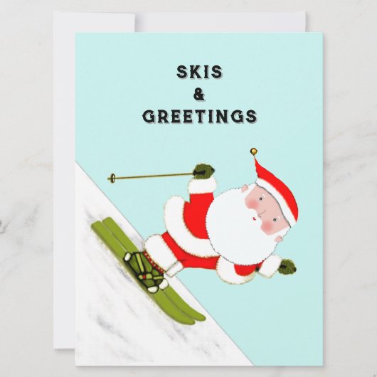 Funny Skiing Kerstfeestkaarten Feestdagenkaart (Voorkant)
