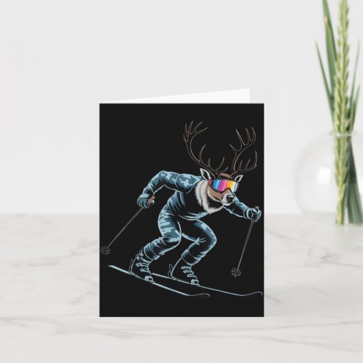 Funny Skiing Reindeer Ski Winter Srt Snowboarder S Kaart (Voorkant)