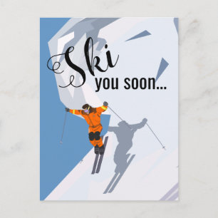 Funny Skiing Travel-winterbestemmingen Briefkaart