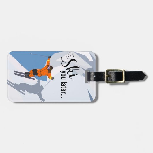 Funny Skiing | Travel-wintersport Bagagelabel (Voorkant horizontaal)