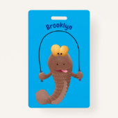 Funny skipping mudskipper fish cartoon badge (Achterkant)