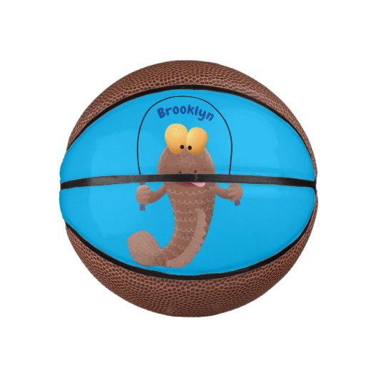 Funny skipping mudskipper fish cartoon basketbal (Voorkant)