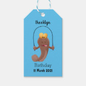 Funny skipping mudskipper fish cartoon cadeaulabel (Voorkant)