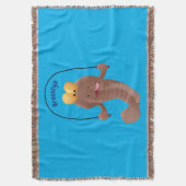 Funny skipping mudskipper fish cartoon deken (Voorkant Verticaal)