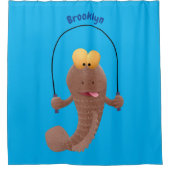 Funny skipping mudskipper fish cartoon douchegordijn (Voorkant)