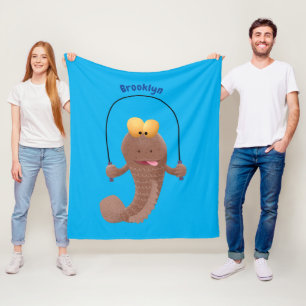 Funny skipping mudskipper fish cartoon fleece deken