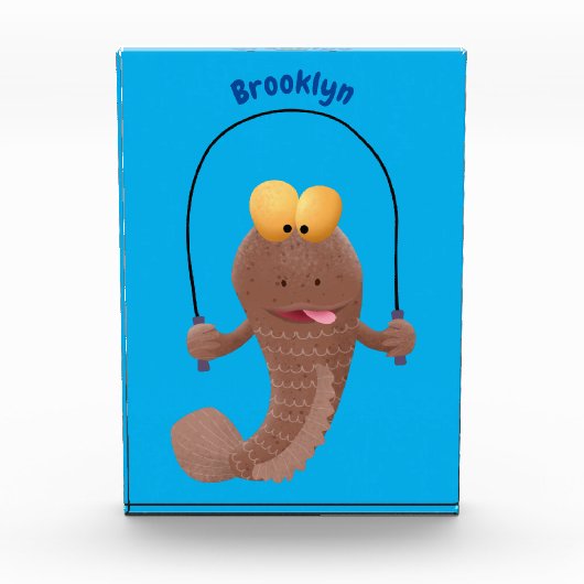 Funny skipping mudskipper fish cartoon fotoblokken (Voorkant)