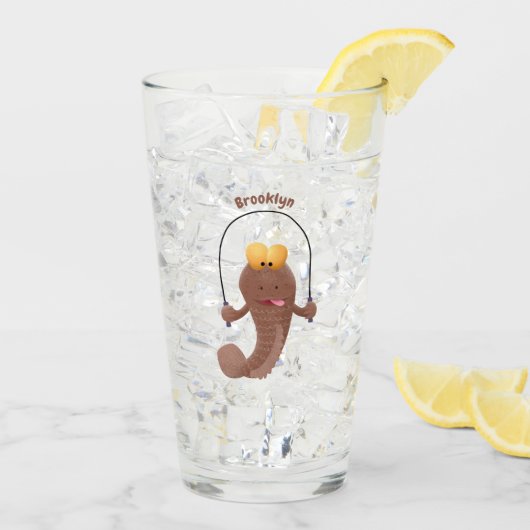 Funny skipping mudskipper fish cartoon glas (Achterkant ijs)