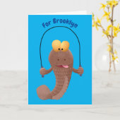 Funny skipping mudskipper fish cartoon kaart (Gele Bloem)