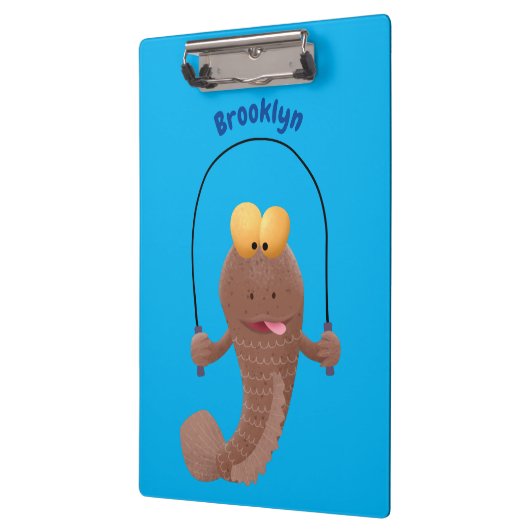 Funny skipping mudskipper fish cartoon klembord (Links)