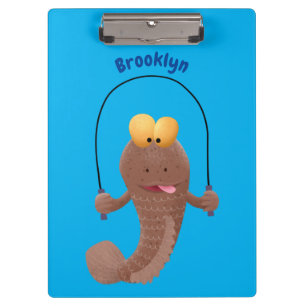 Funny skipping mudskipper fish cartoon klembord