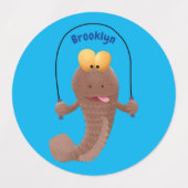 Funny skipping mudskipper fish cartoon labels (Design 1)