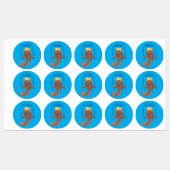 Funny skipping mudskipper fish cartoon labels (Vel)