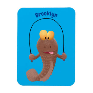 Funny skipping mudskipper fish cartoon magneet