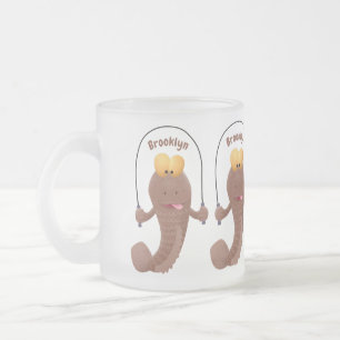 Funny skipping mudskipper fish cartoon matglas koffiemok